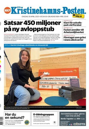 Förstasida Nya Kristinehamns-Posten