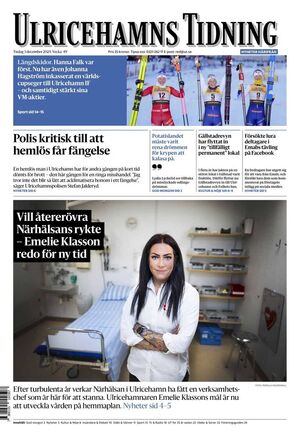 Förstasida Ulricehamns Tidning