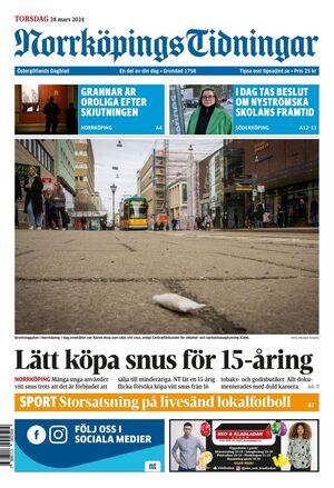 Förstasida Norrköpings Tidningar