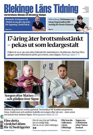 Förstasida Blekinge Läns Tidning