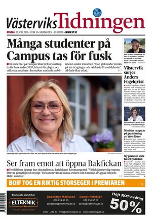 Förstasida Västerviks-Tidningen