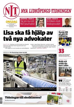 Förstasida Nya Lidköpings-Tidningen