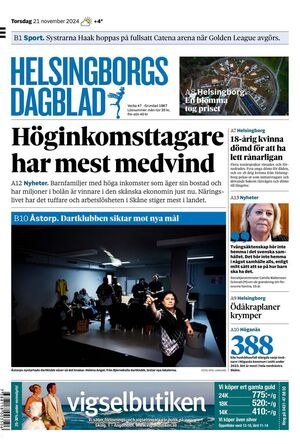 Förstasida Helsingborgs Dagblad