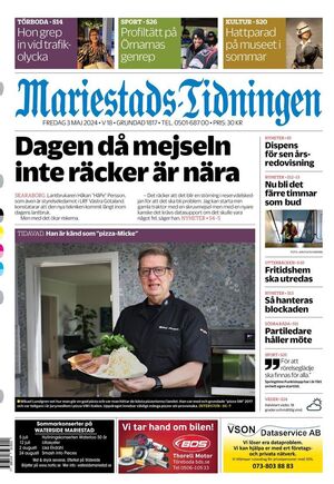 Förstasida Mariestads-Tidningen