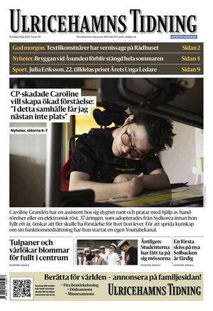 Förstasida Ulricehamns Tidning