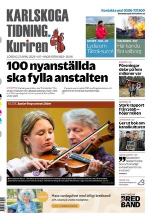 Förstasida Karlskoga Tidning-Kuriren