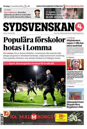 Förstasida Sydsvenskan Lund