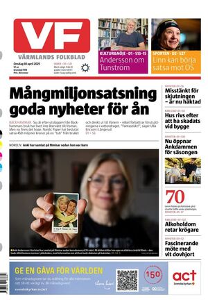Förstasida Värmlands Folkblad