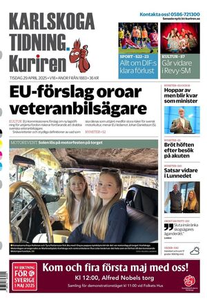 Förstasida Karlskoga Tidning-Kuriren