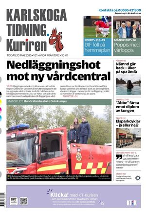 Förstasida Karlskoga Tidning-Kuriren