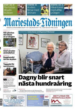 Förstasida Mariestads-Tidningen