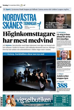 Förstasida Nordvästra Skånes Tidningar